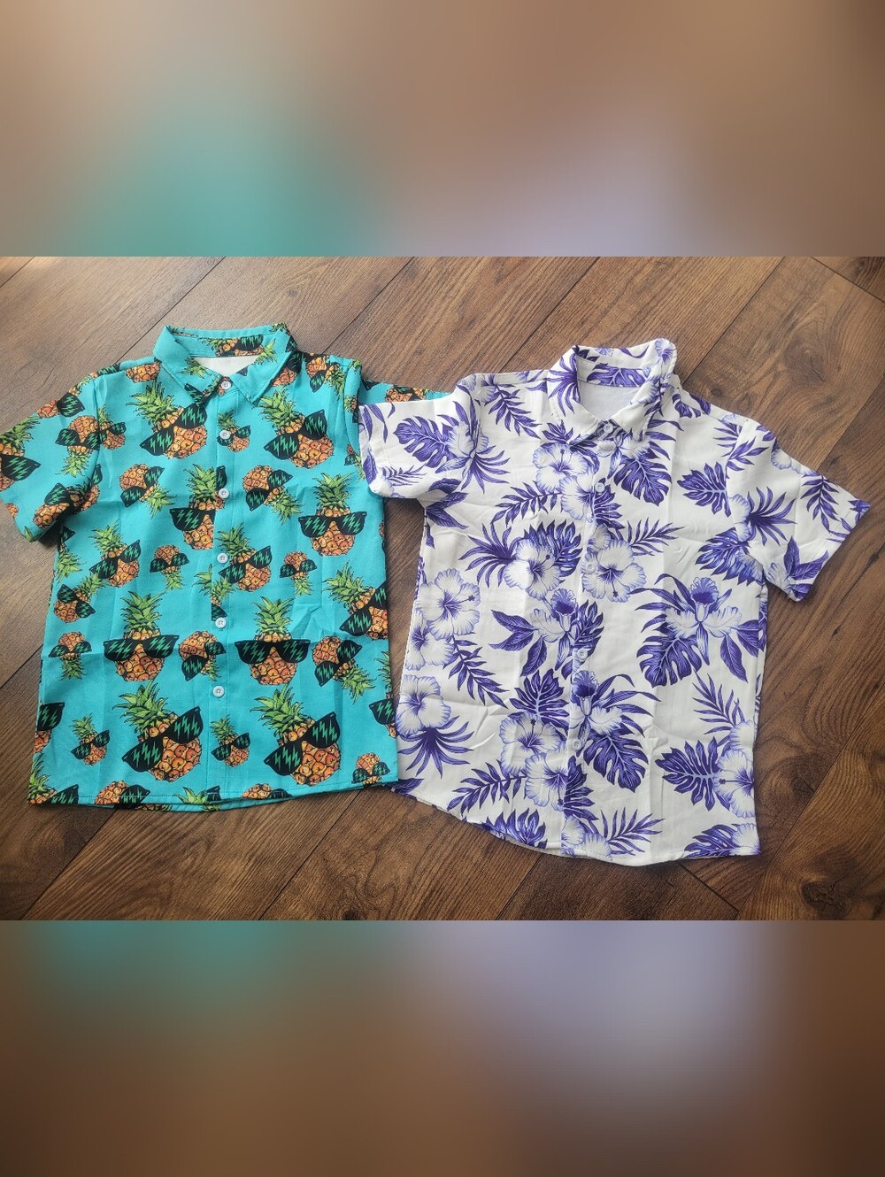 Hawaiian Vacation Button Down Boys Size Med Short Sleeve Shirts, Lot Of 2